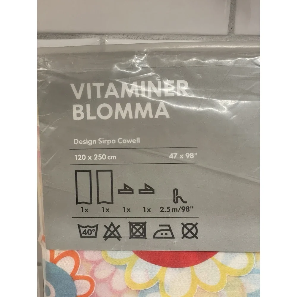 IKEA Vitaminer Blomma Curtains Drapes 2 Panel Set Sheer Floral Retro 47 x 98 New
